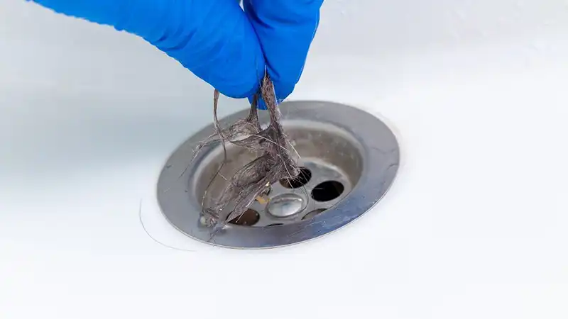 Hair clogging a shower drain